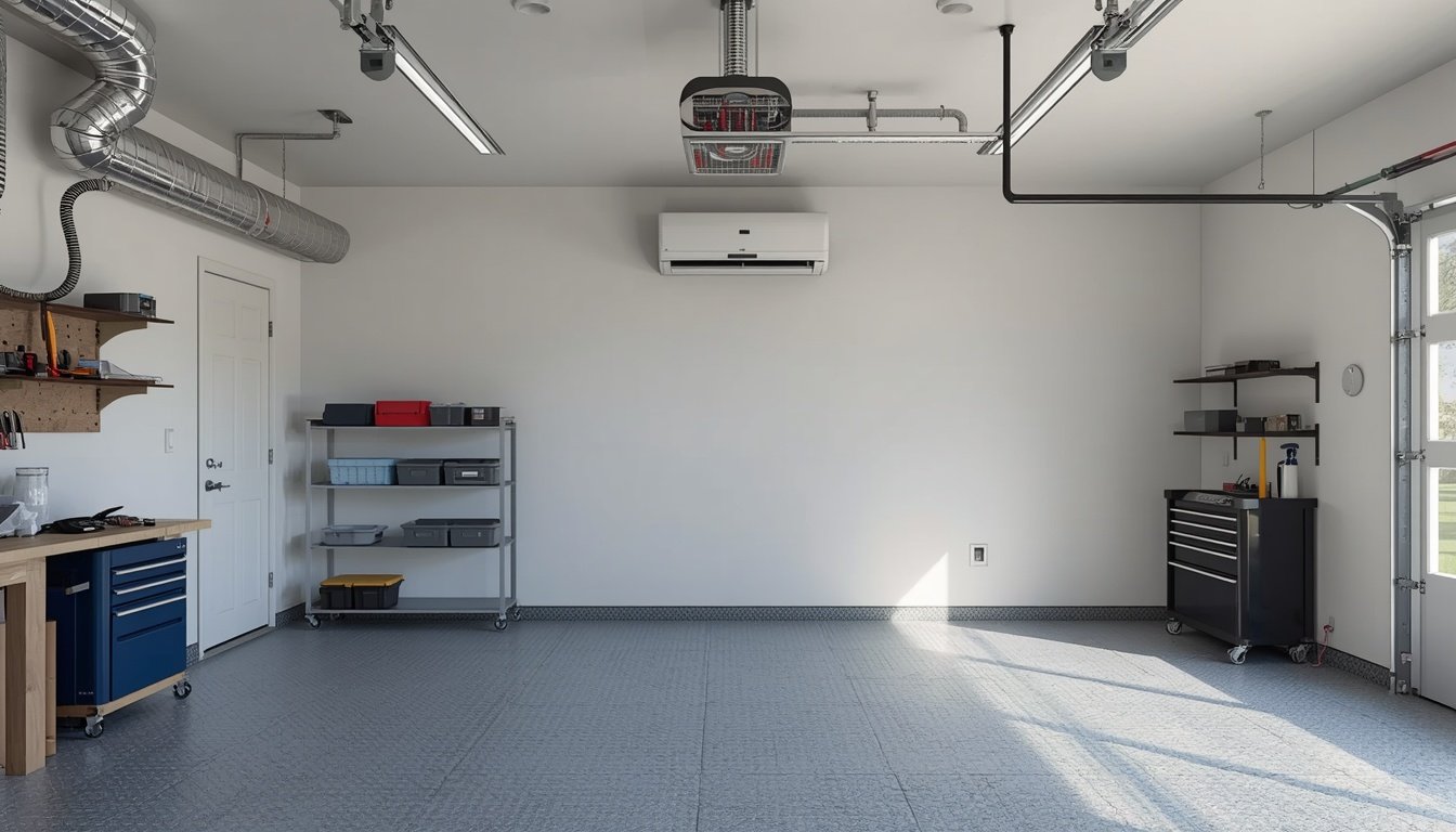 Safely installed gas garage heater with venting