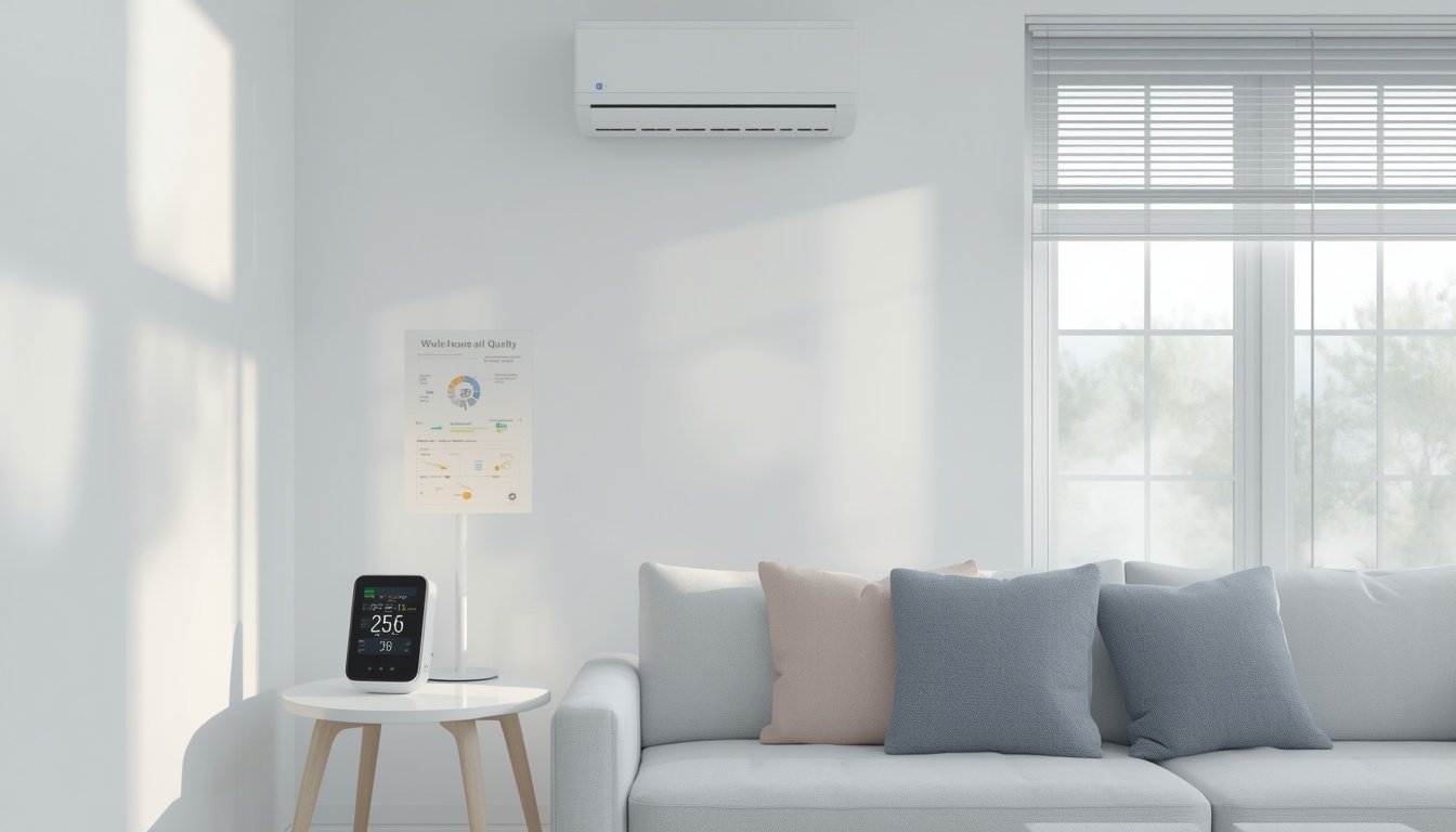 Whole-house air filtration protecting a home from wildfire smoke