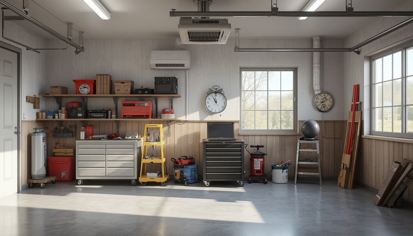 Climate control system in a large workshop bay