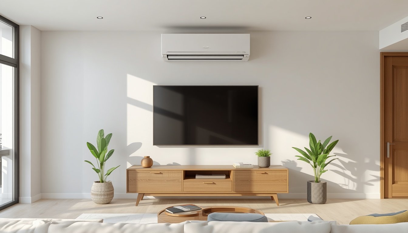 Ductless mini split system installed in a modern home