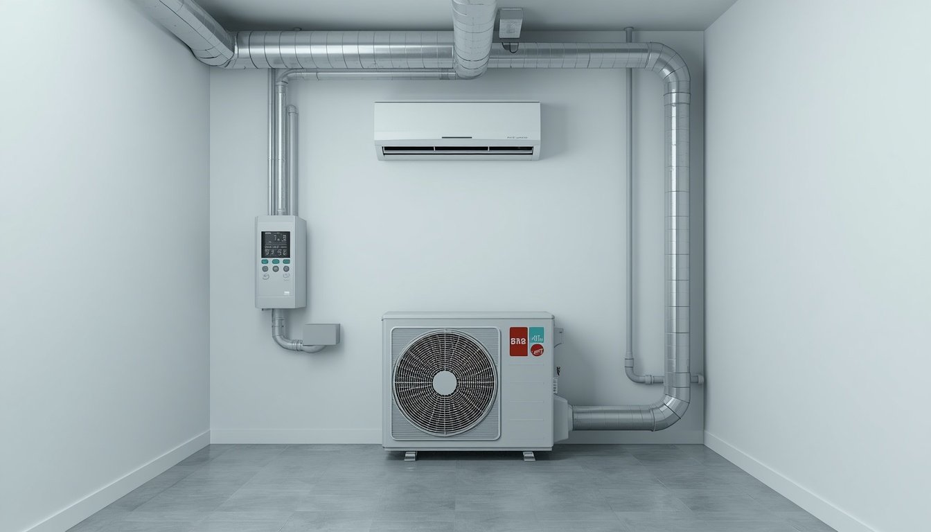 High-efficiency heat pump system being inspected