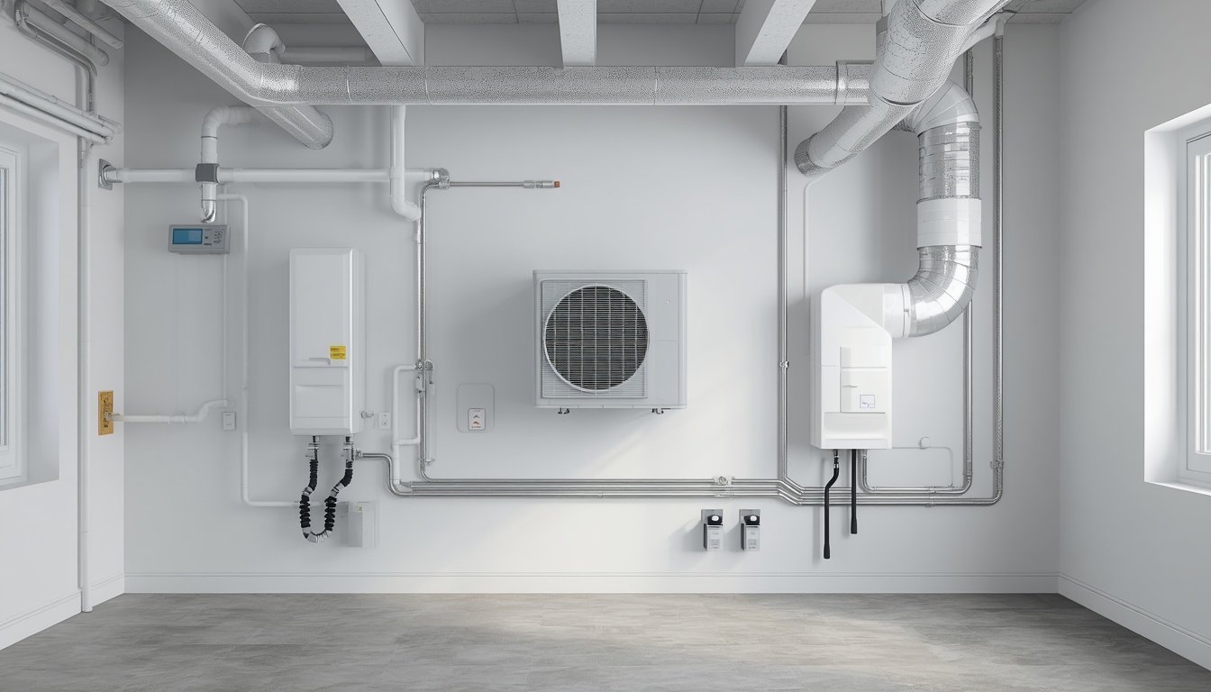Whole-house ventilation system with ERV or HRV ductwork