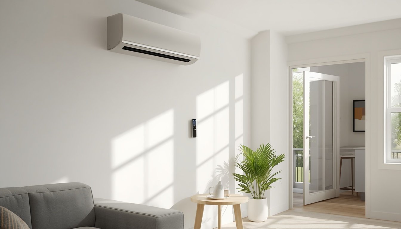 Ductless mini split system installed in a modern home