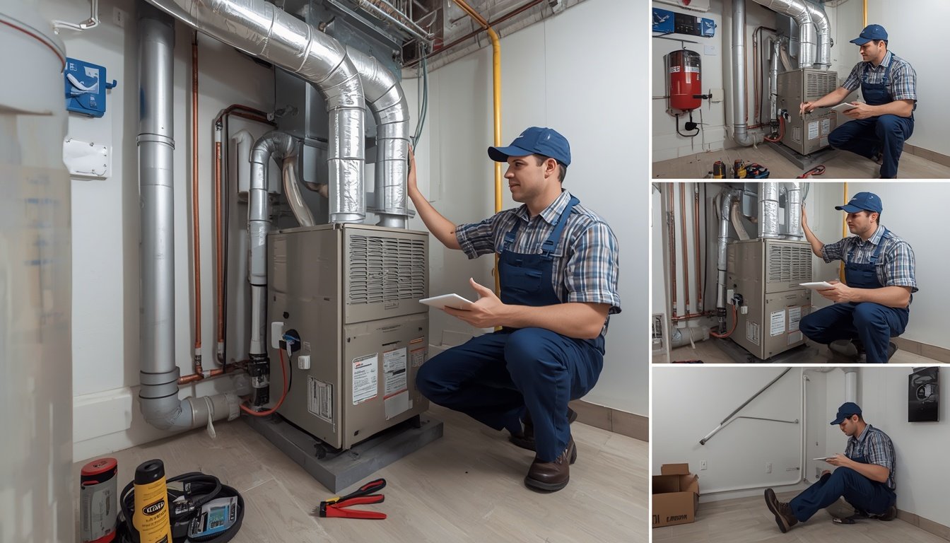 HVAC technician maintaining a whole-home climate control system